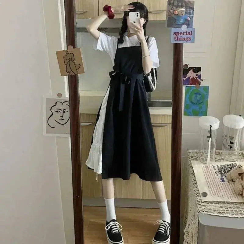 Dress Women Summer Fashion Spaghetti Strap College Sweet Casual Japanese Style Streetwear Lace-up Female Soft High Waist Vintage by Dropshipman