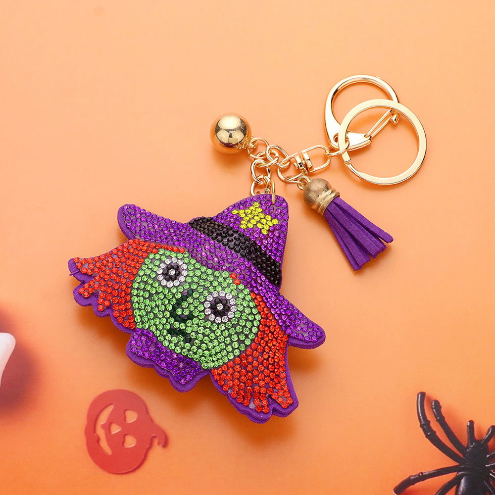 Bling Halloween Witch Keychain Bag Charm