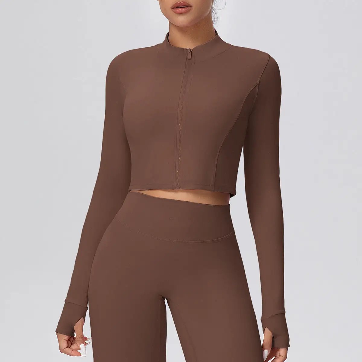 Zipper Outdoor Running Sports Yoga Jacket Slimming Workout Long Sleeve Coat Girls Quick Drying Yoga Clothes Women by Wanita Store