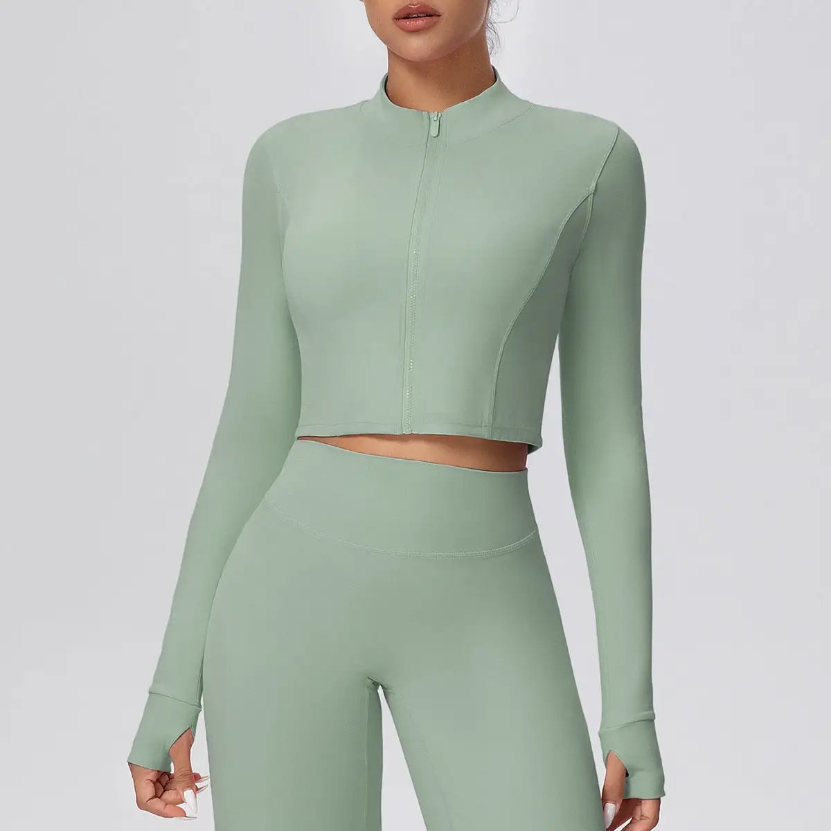 Zipper Outdoor Running Sports Yoga Jacket Slimming Workout Long Sleeve Coat Girls Quick Drying Yoga Clothes Women by Wanita Store