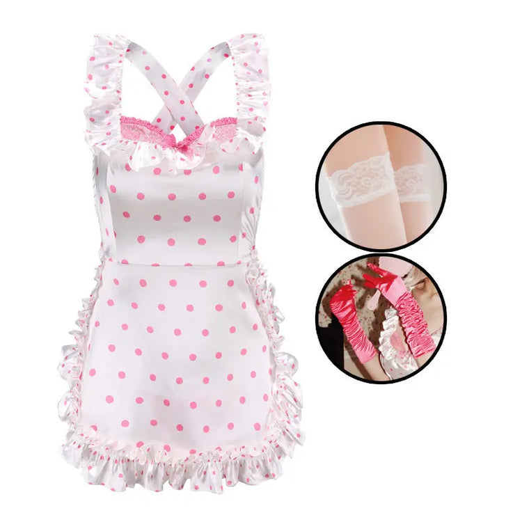 Sexy Lingerie 2024 New Sexy Free Wave Dot Kitchen Apron Maid Dress Sexy Uniform cosplay Women SHOPEZRA L.L.C.
