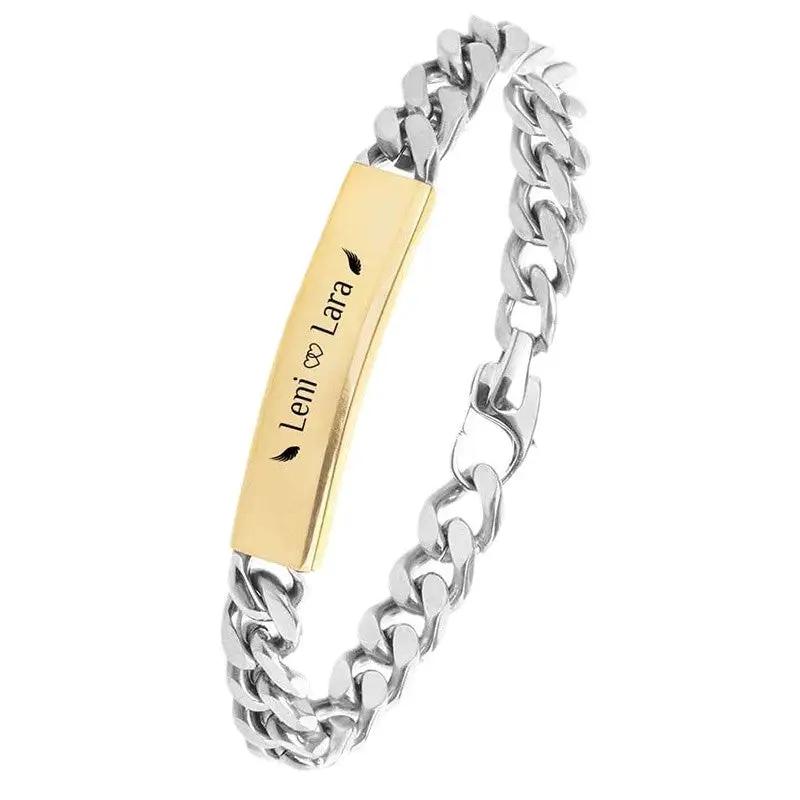 18K Vacuum Gold Plated Titanium Steel Bracelet Laser Laser Letter Graphic Number Stainless Steel Bracelet by Wanita Store