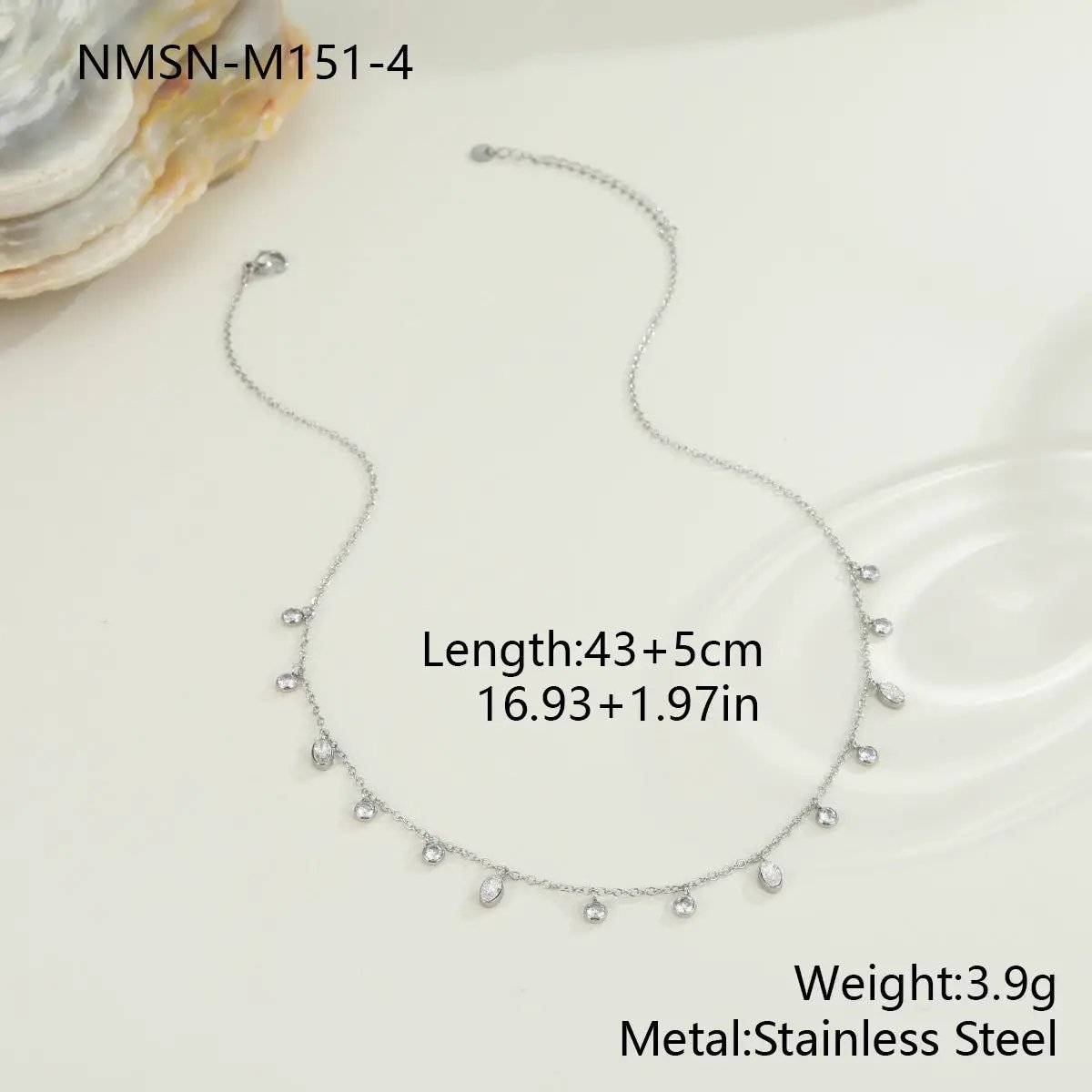 18K Gold Titanium Steel Zircon Bead Necklace Necklace Light Luxury Clavicle Chain Stainless Steel Ornament High Grade Jewelry by Wanita Store
