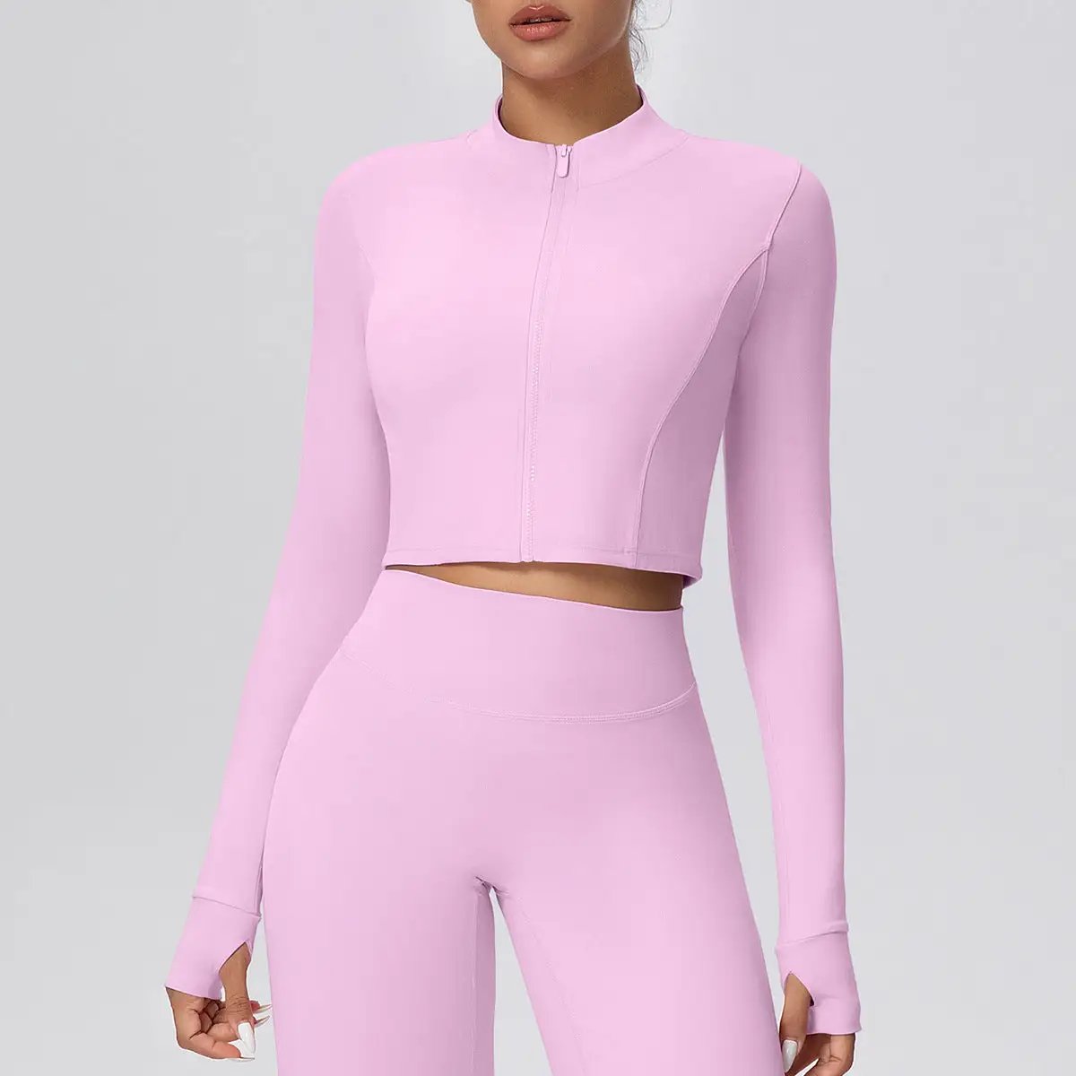 Zipper Outdoor Running Sports Yoga Jacket Slimming Workout Long Sleeve Coat Girls Quick Drying Yoga Clothes Women by Wanita Store
