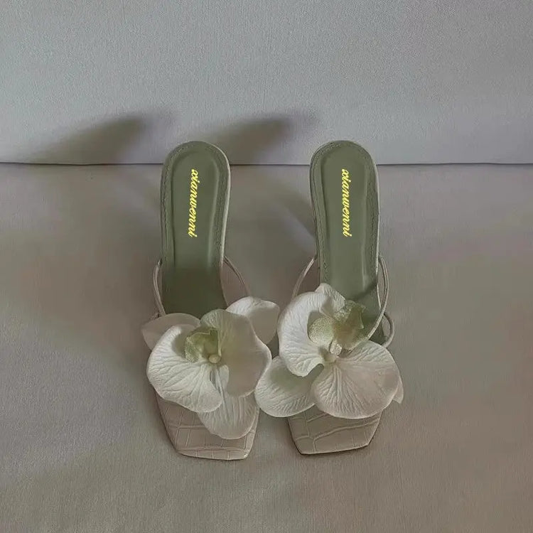 Trendy Travel Beach Sandals European and American Style 2026 New Floral Decoration Thong High-Heeled Sandals for Women Summer Outdoor Wear Fashion SHOPEZRA L.L.C.