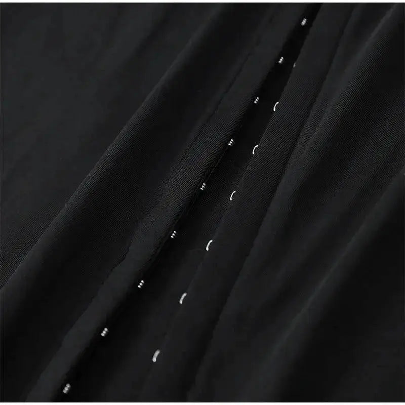 Y2k Black Hollow Out Slit Dress Women Solid Short Sleeve High Neck Slim Fit Maxi Dresses Lady Fashion Evening Party Club Robe by Dropshipman