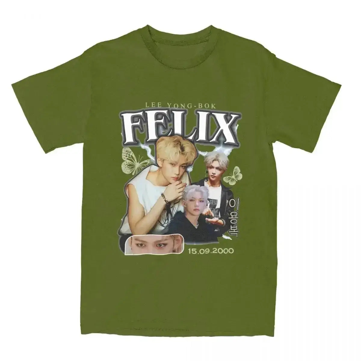 Men FELIX Korean Kpop Singer T Shirts Idol Cotton Clothing Summer Vintage Short Sleeve T-Shirt O Neck Harajuku Tshirt by Dropshipman