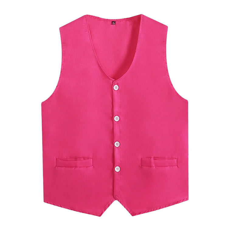 Kids Boys Girls Button Volunteer Vest Solid Color V Neck Sleeveless Waistcoat Volunteers School Camp Activities Uniform SHOPEZRA L.L.C.