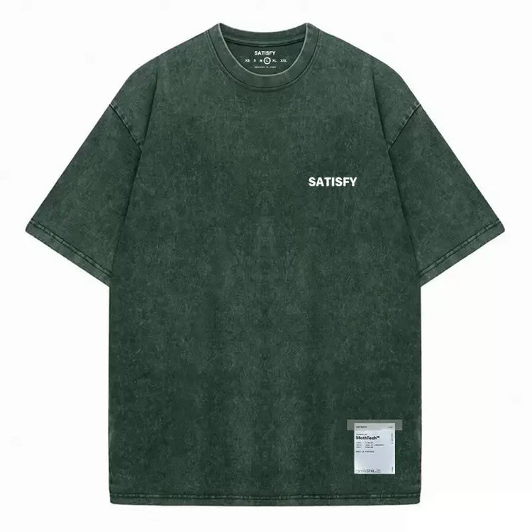 Trendy SATISFY Running MothTech Muscle Round Neck Distressed Pure Cotton Printed Short Sleeve T-Shirt Casual Loose Fit Youth SHOPEZRA L.L.C.