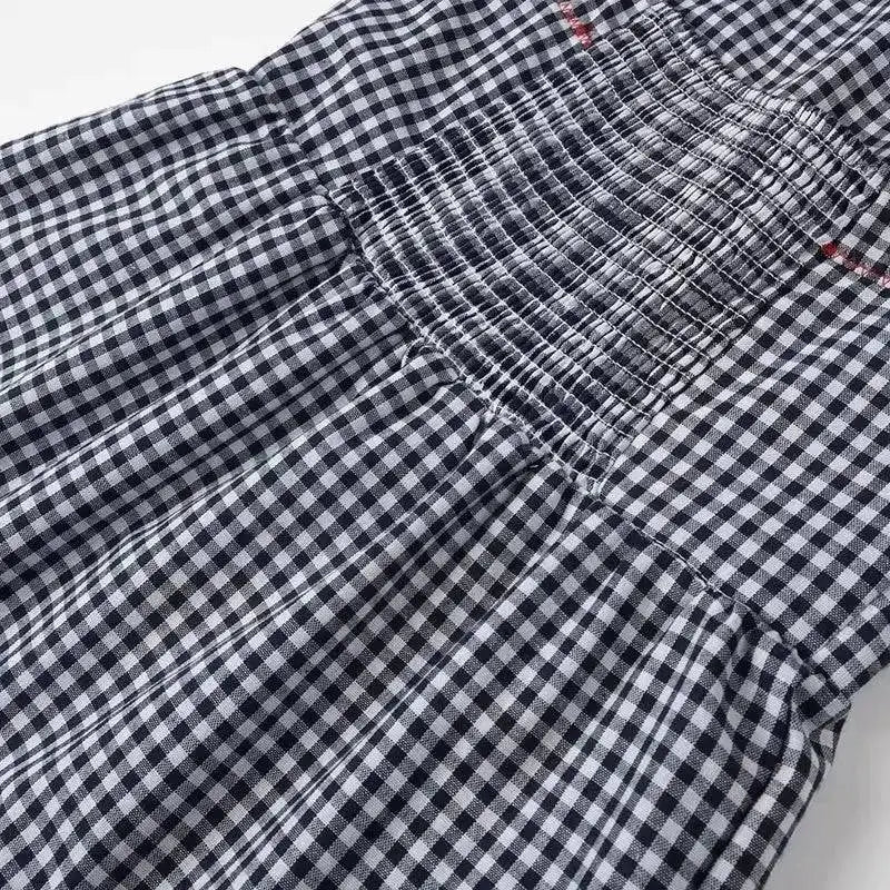 HXAO Embroidery Plaid Long Dresses Women Sleeveless Slip Midi Dress Woman Pleated Backless Beach Dress Vintage Summer Dress by Dropshipman