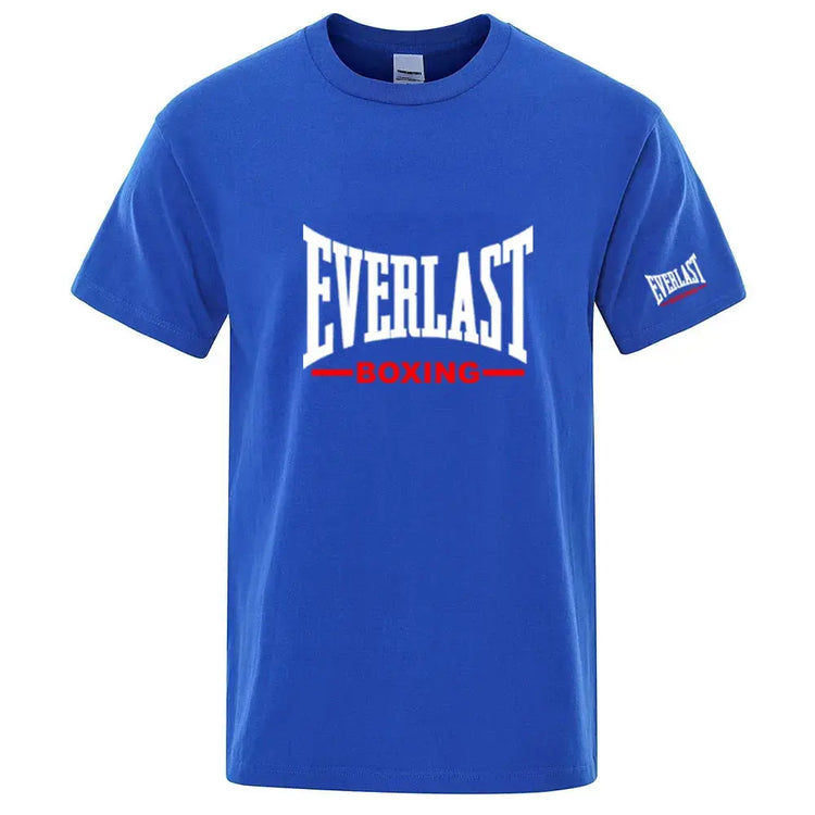 EVERLAST Boxing Logo Graphic T-Shirt Men Black Crew Neck Short Sleeve Casual Sports Training Streetwear Top SHOPEZRA L.L.C.