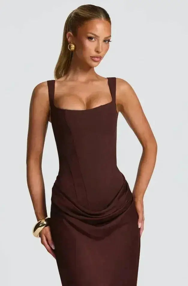 Women Square-neck Halter Mini Dress Sexy Pleated Sleeveless Backless High Waist Bodycon Dresses 2026 New Fashion Party Robes by Dropshipman