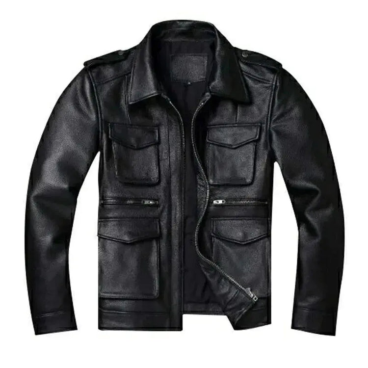 Vintage Red Brown Genuine Leather Jacket Men Soft Real Cowhide Black Winter Coat Biker Jackets Jaqueta Masculina De Couro SHOPEZRA L.L.C.