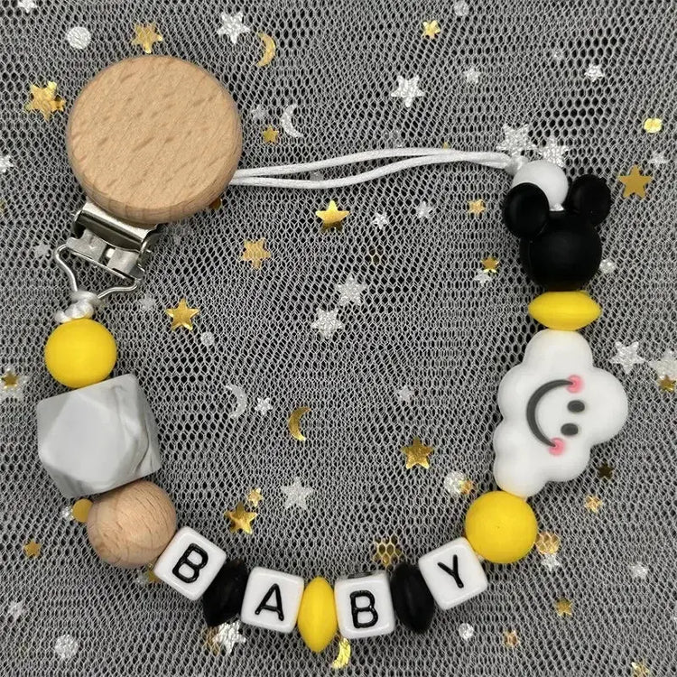 2026 Custom Name Baby Pacifier Clips Chain Silicone Beads Teether Toys Dummy Holder Russian English Name Pacifier Chain Newborn SHOPEZRA L.L.C.
