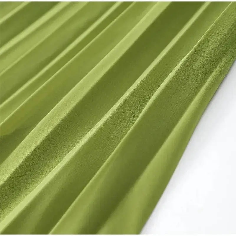 Green Fishbone Corset Halter Maxi Dress Women Sleeveless Backless Pleated Patchwork Slim Dresses Lady Solid Party Evening Gown by Dropshipman