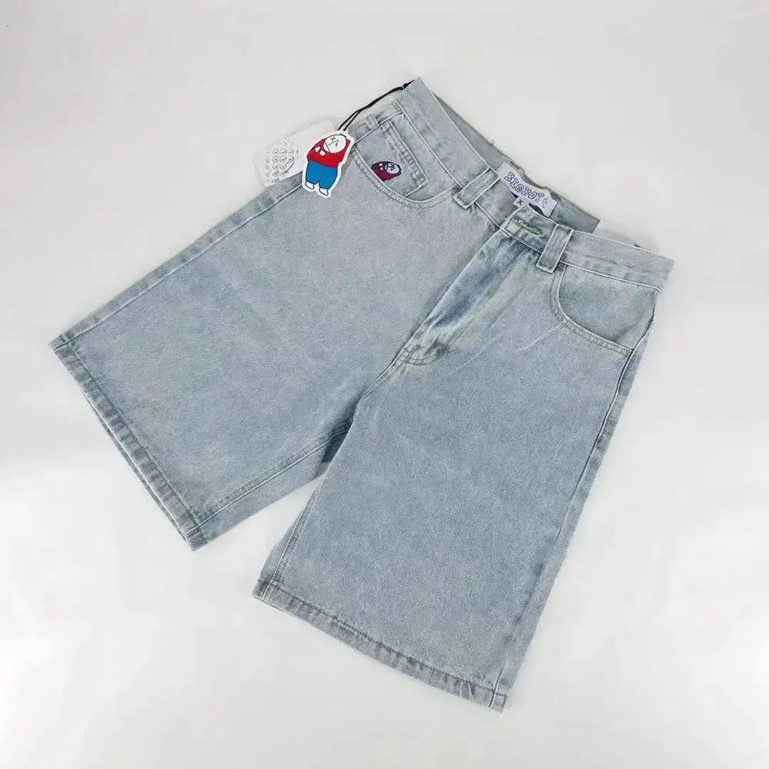 Y2k Black Punk Wash Baggy Work Shorts Men Women Summer Hip Hop Ripped Hole Denim Shorts Raw Edge Casual Jorts Streetwear by Dropshipman