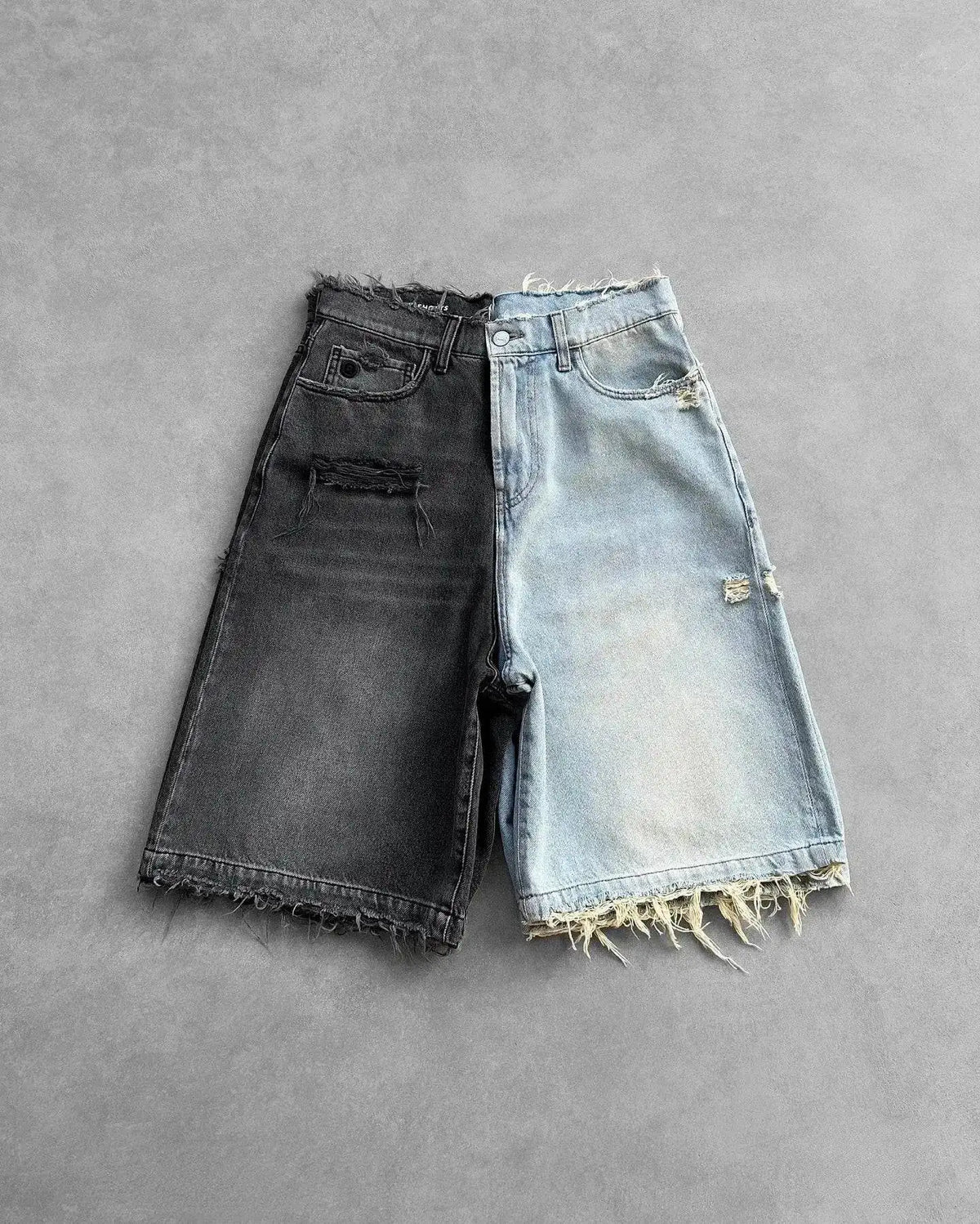Y2k Black Punk Wash Baggy Work Shorts Men Women Summer Hip Hop Ripped Hole Denim Shorts Raw Edge Casual Jorts Streetwear by Dropshipman