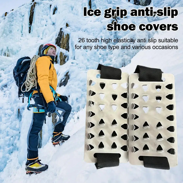 1 Pair Adjustable Stainless Steel Snow Claw Ice Grippers With System - Heavy-Duty Winter Climbing, Walking, Driving Grips Tool SHOPEZRA L.L.C.