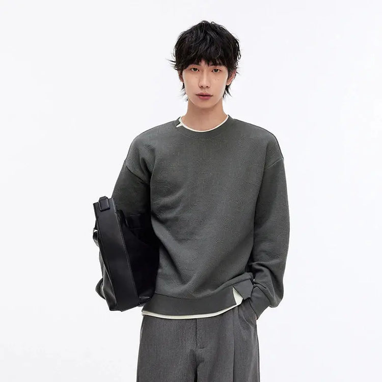Semir Hoodie Men Color Block Fake Two Piece 2025 Autumn New Textured Letter Jacquard Casual Top SHOPEZRA L.L.C.