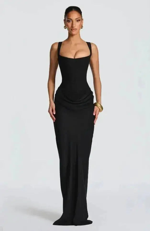 Women Square-neck Halter Mini Dress Sexy Pleated Sleeveless Backless High Waist Bodycon Dresses 2026 New Fashion Party Robes by Dropshipman