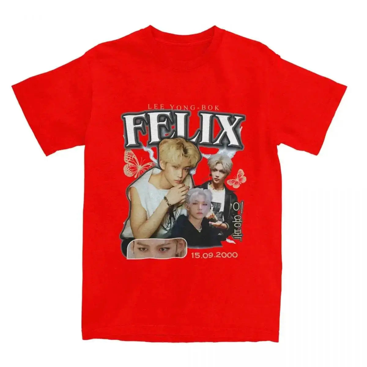 Men FELIX Korean Kpop Singer T Shirts Idol Cotton Clothing Summer Vintage Short Sleeve T-Shirt O Neck Harajuku Tshirt by Dropshipman