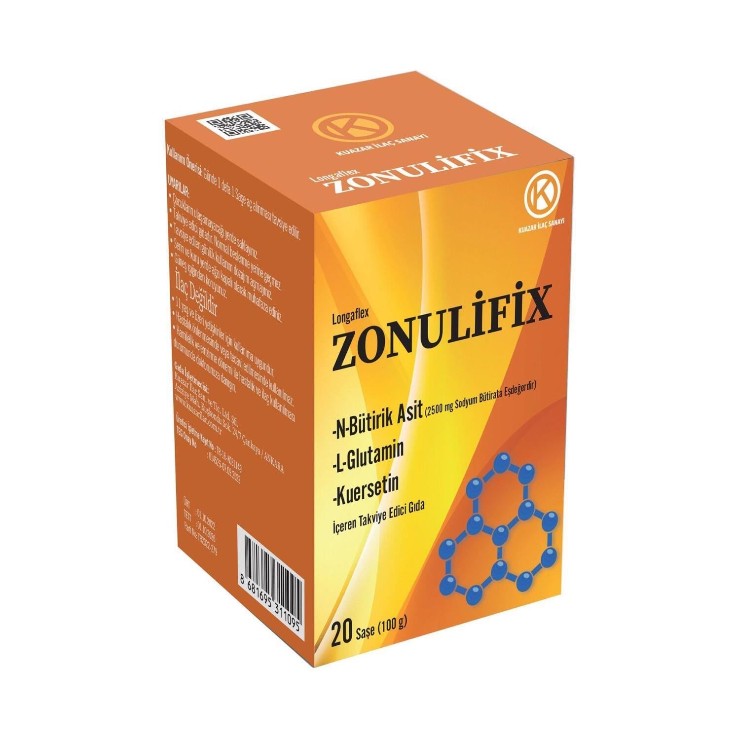 Zonulifix: N-Butyric Acid, L-Glutamine, & Quercetin Dietary Supplement - Gut & Digestive Wellness, Immune Function Support - Vitamin D & Zinc Included