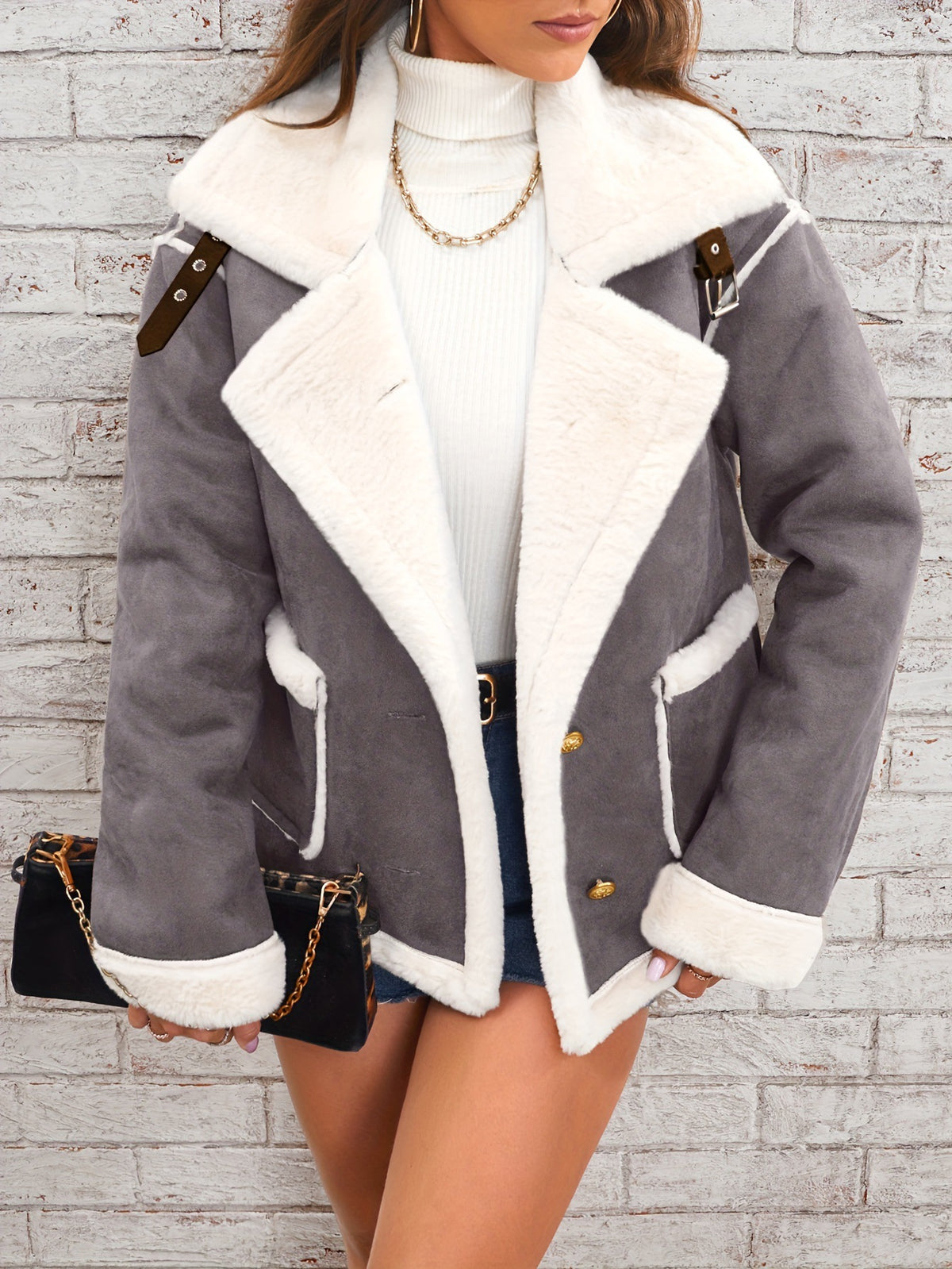 Autumn Winter Fashion Lapel Plush Jacket Fur Coat