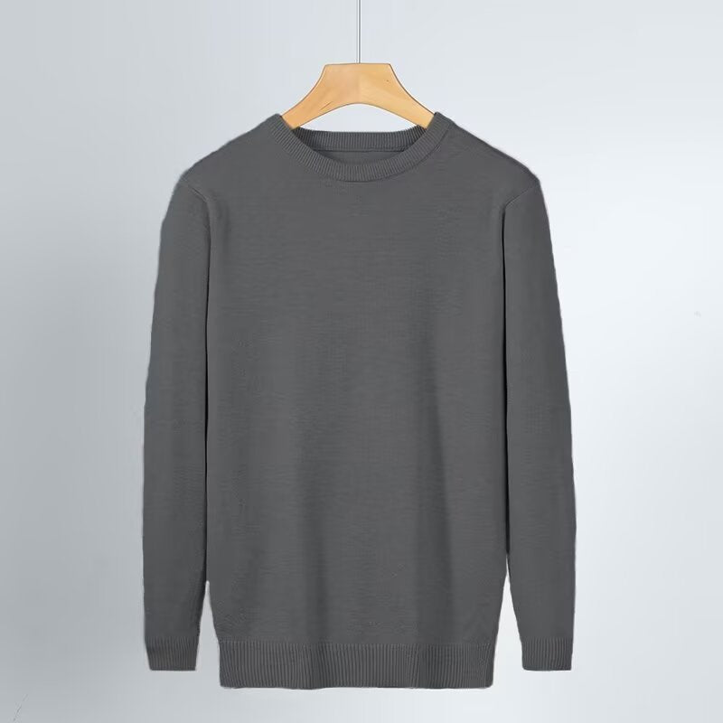 Slim-Fitting Warm Solid Color Round Neck Knitwears