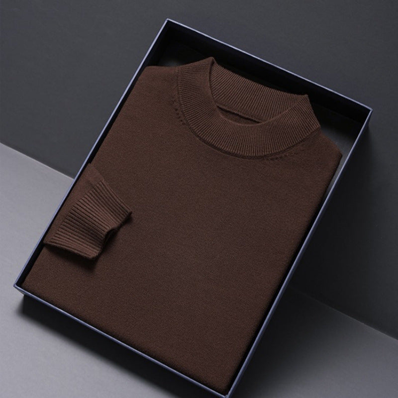 Slim-Fitting Warm Solid Color Round Neck Knitwears