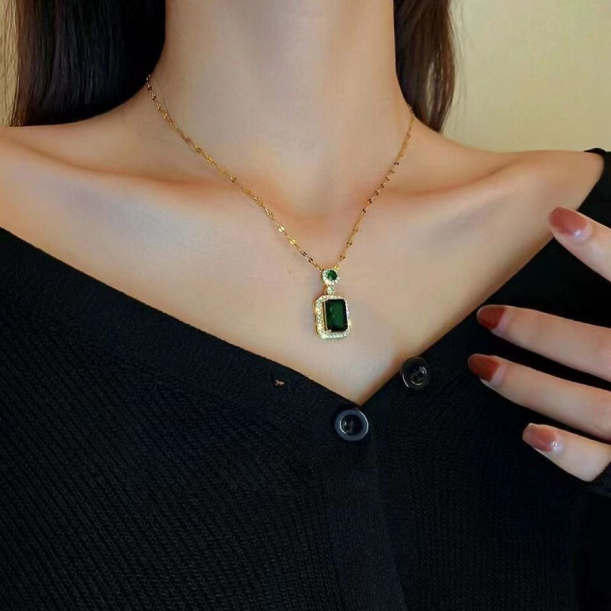 Classic Zircon Emerald Crystal Geometric Jewelry Set