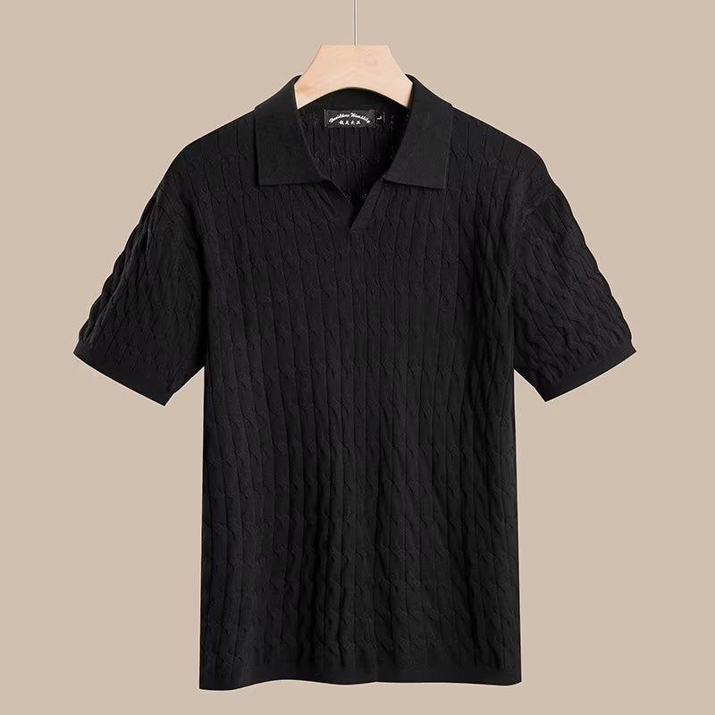 Mens Knitted Short Sleeve Polo Shirt