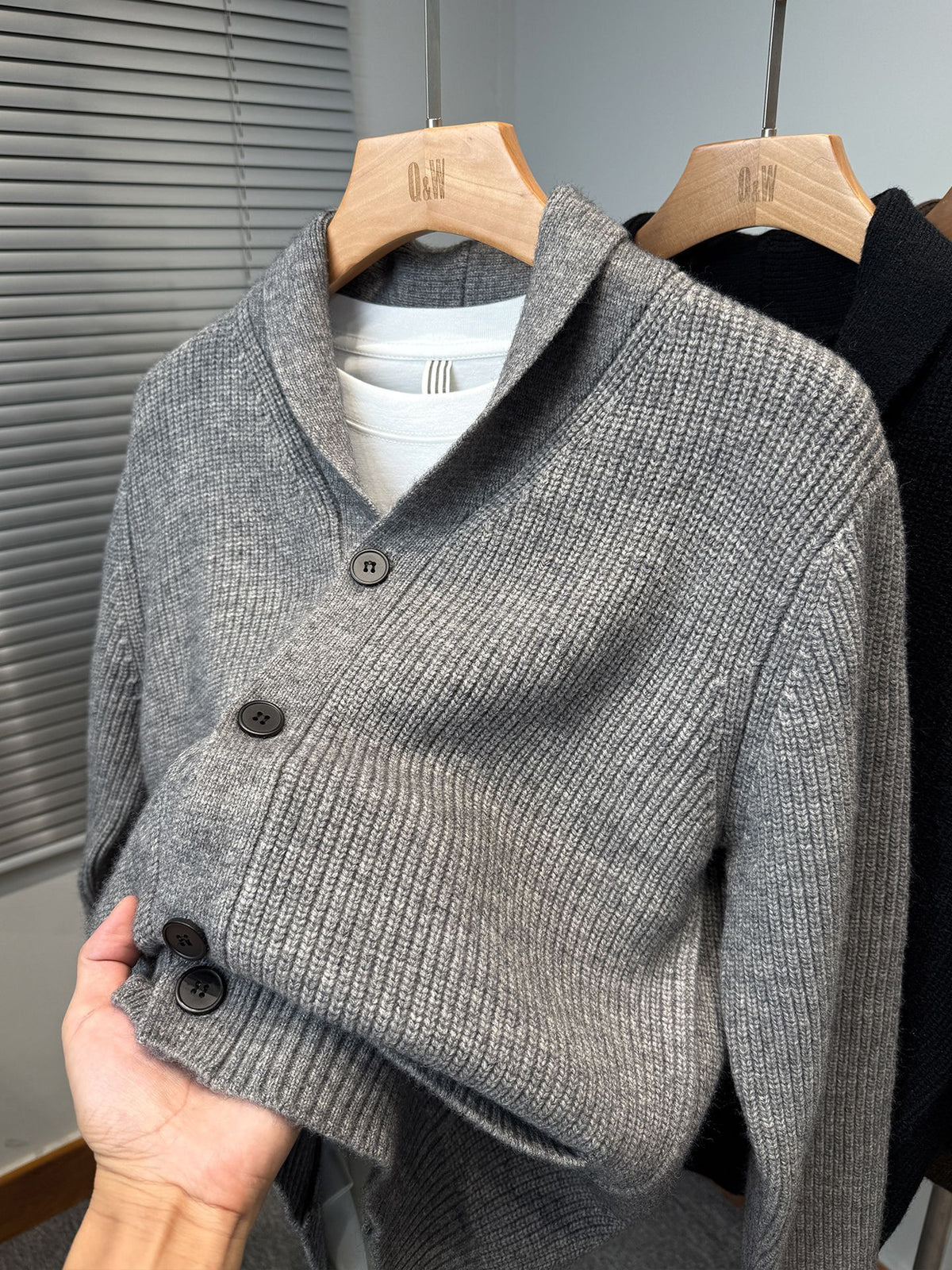 Men Baseball Collar Sweater Jacket Thick Korean Style Casual Cardigan