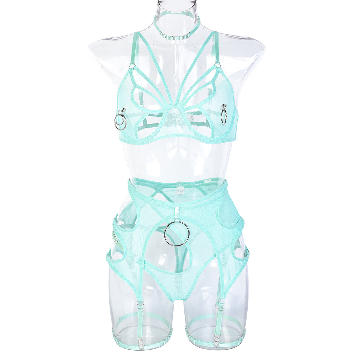 Openwork steel ring sexy one-piece dress