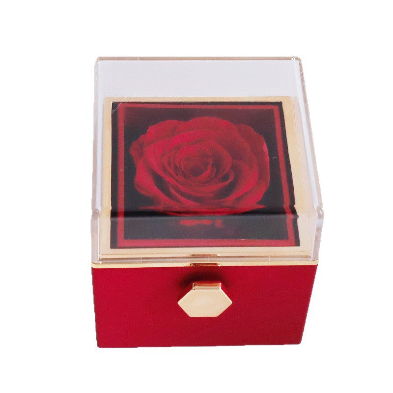 Rotating Eternal Flower Acrylic Jewelry Gift Box