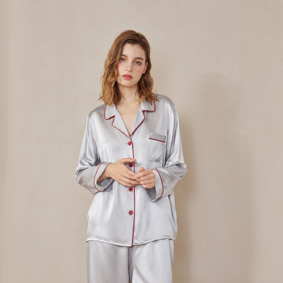 Butterfly Embroidery Silk Pajama Set