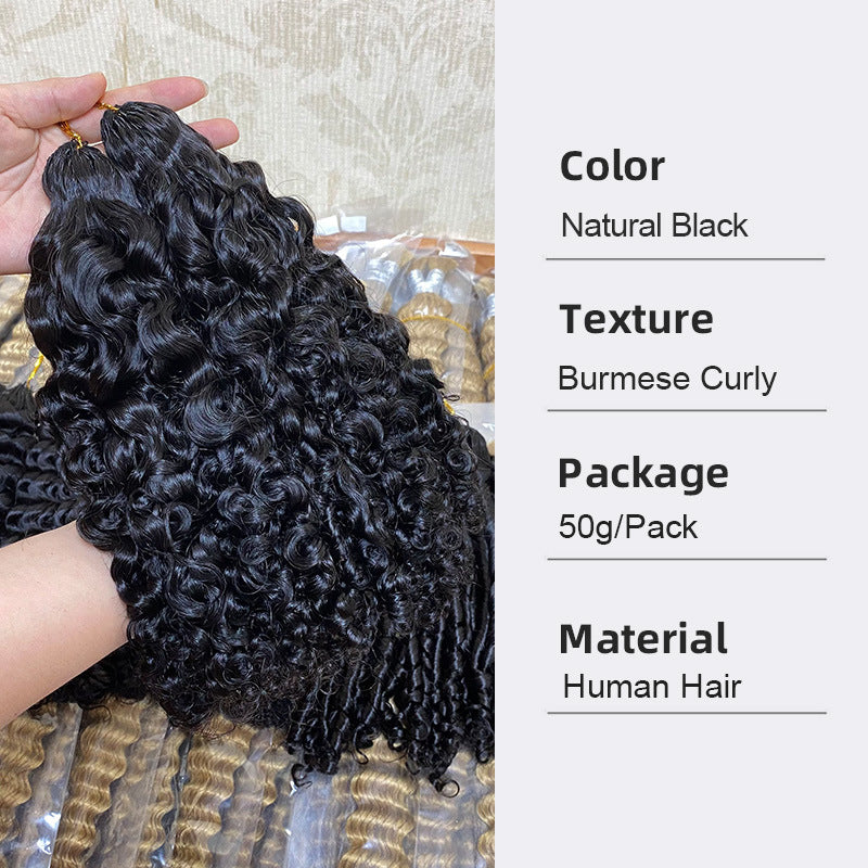 Real Human Hair Crochet Wigs Burmese Curly Crochet Human Hair Extensions