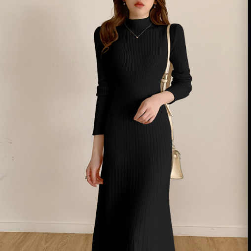 Womens Half Turtleneck Knitted Dress