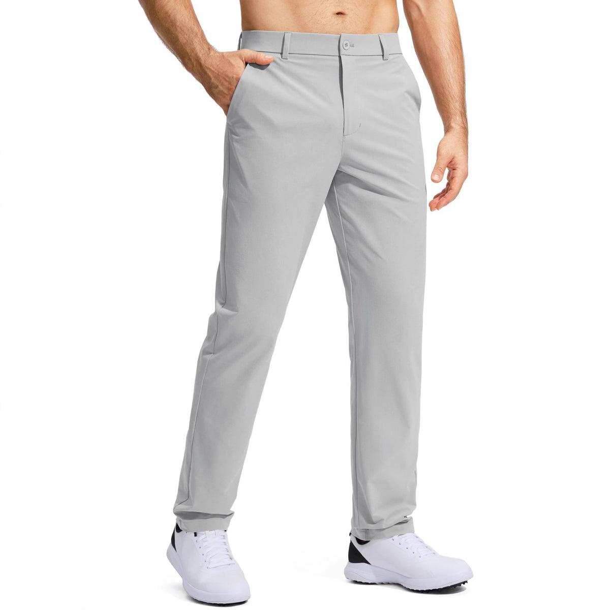 Straight-leg solid-color suit pants