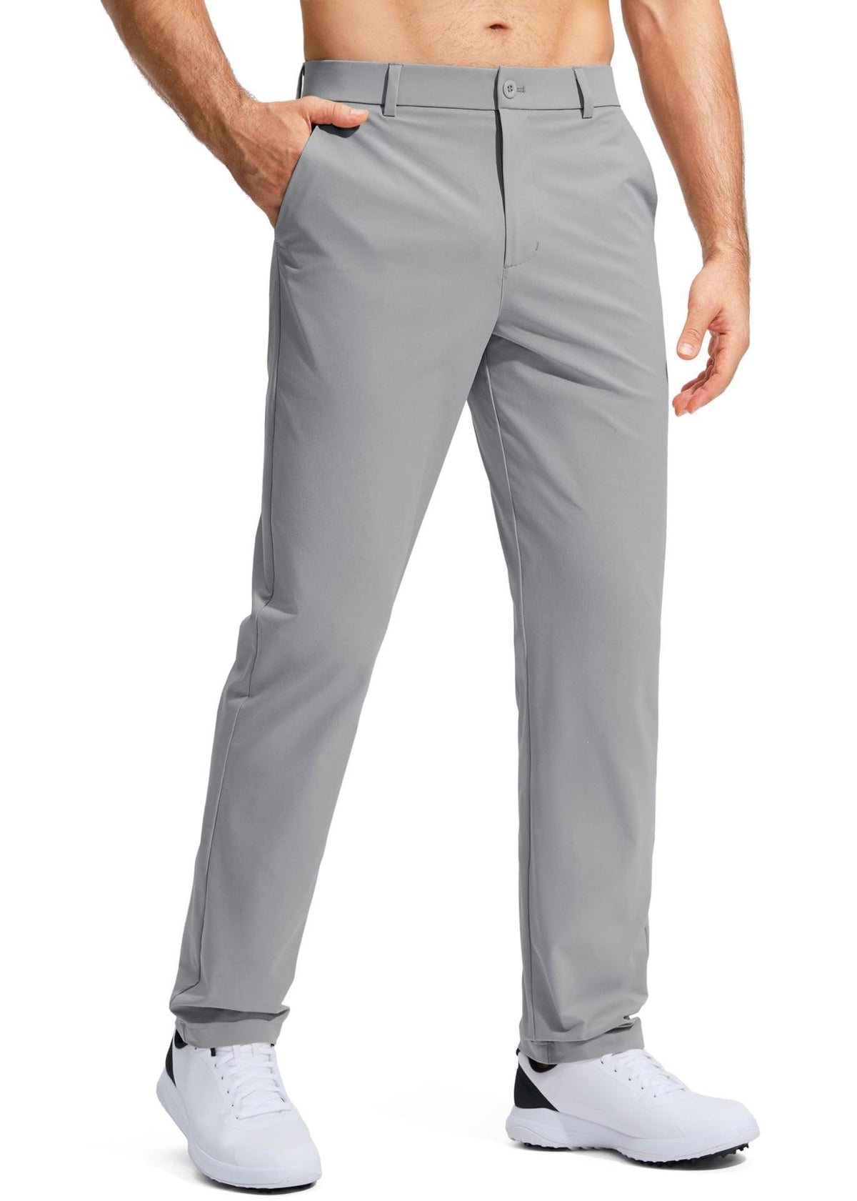Straight-leg solid-color suit pants