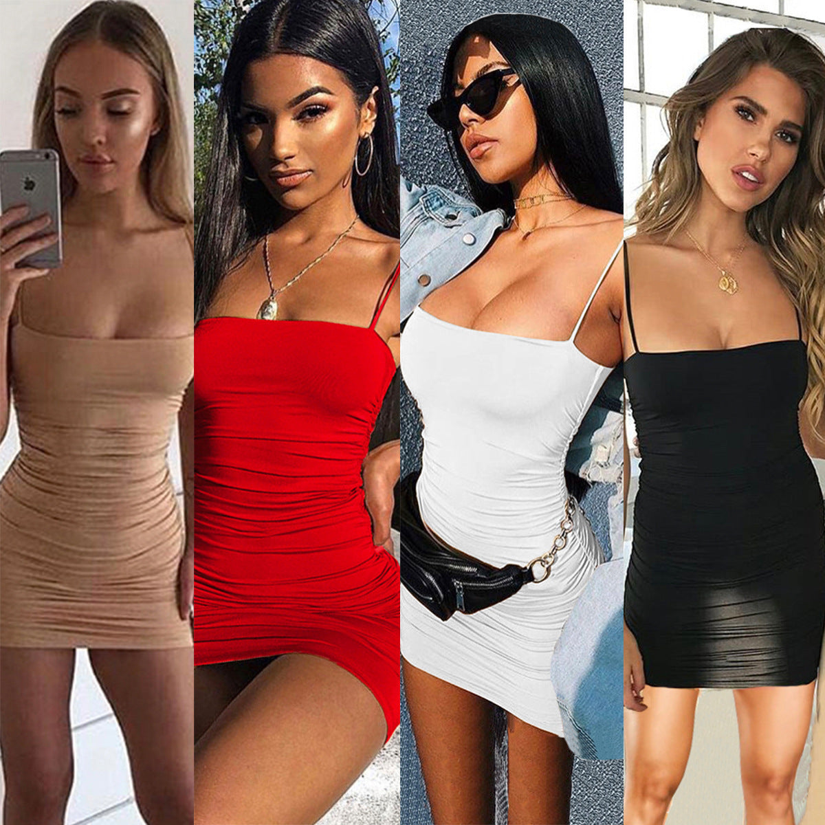Sexy Off Shoulder Bodycon Pleated Midi Dress