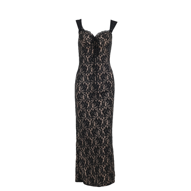 Elegant Lace Hooded Long Dress