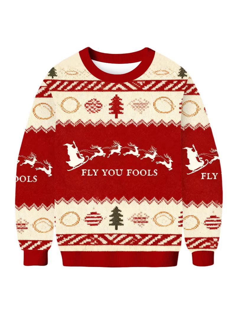 Casual Christmas Print Crew Neck Sweatshirts
