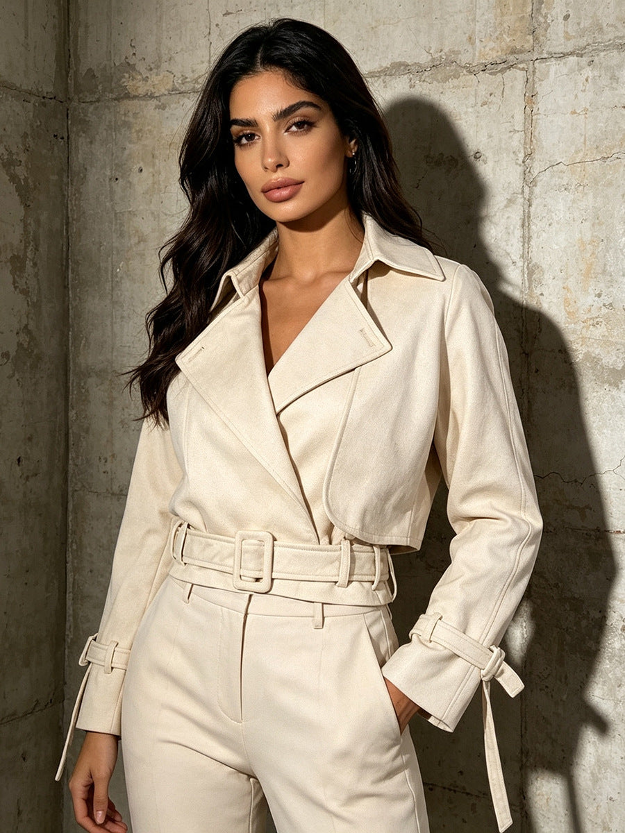Retro Tie-Waist Women Jacket