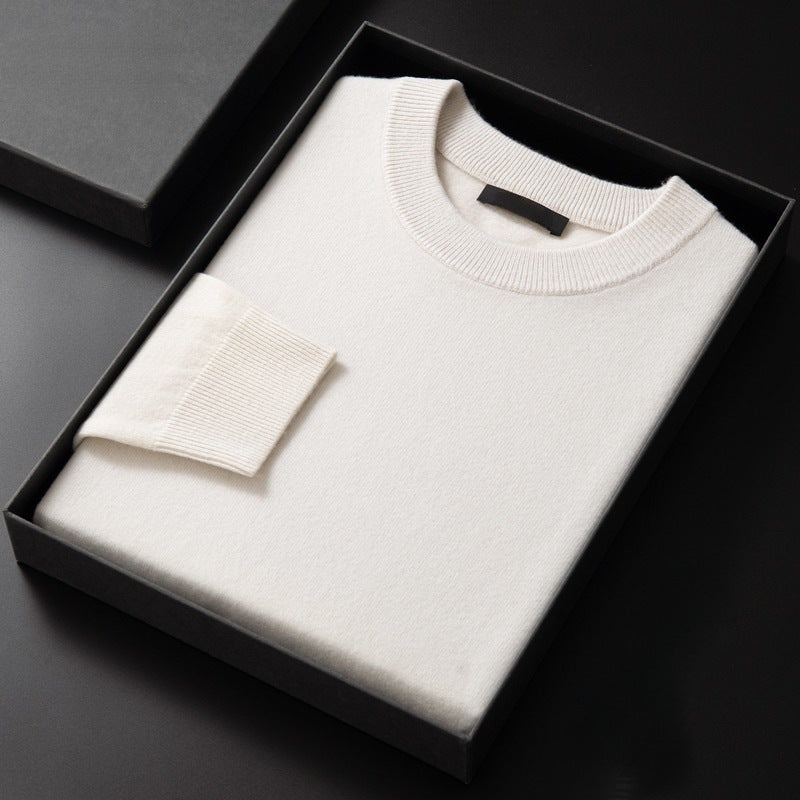 Slim-Fitting Warm Solid Color Round Neck Knitwears