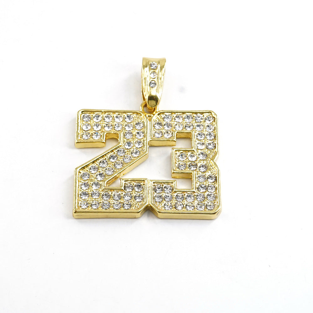 Digital 23 Pendant Necklace Hip Hop Alloy Jewelry