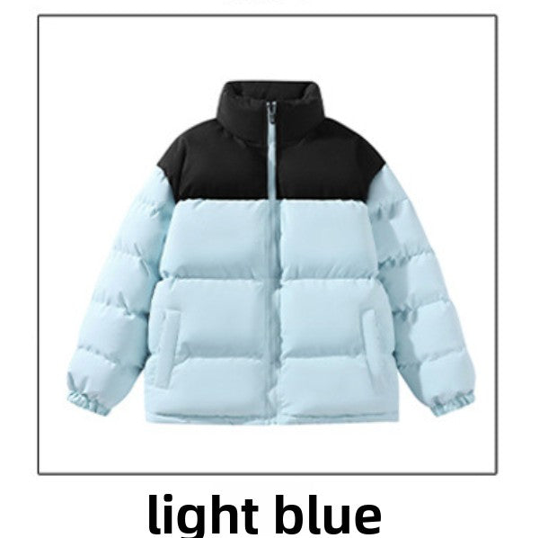 Contrast Color Stand Collar Cotton Jacket Waterproof Winter Coat