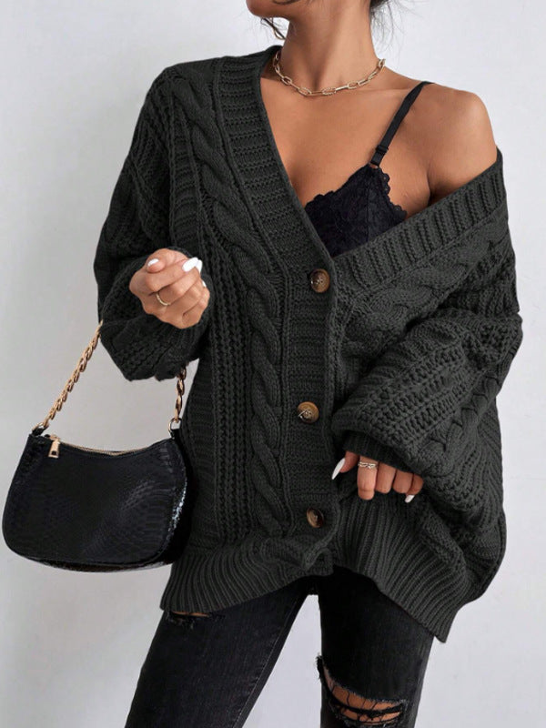 Womens Retro V-Neck Knit Cardigan
