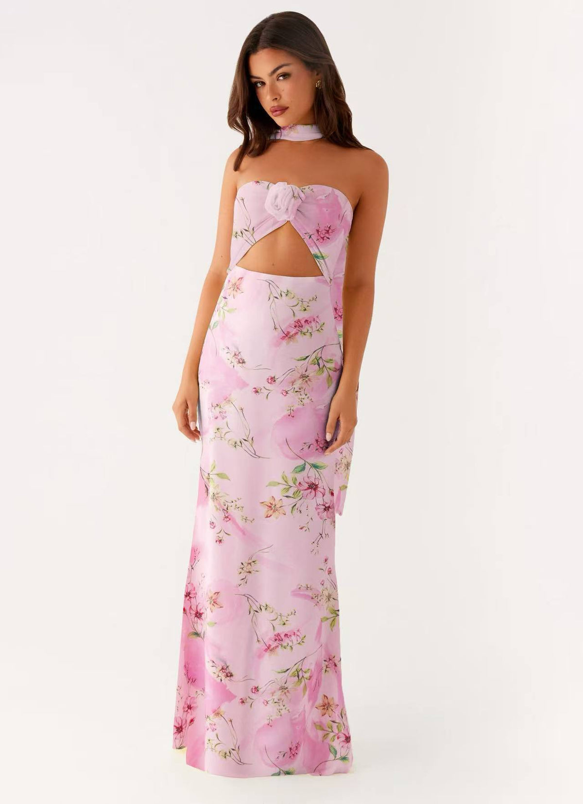 Floral Cut Out Backless Summer Dress
