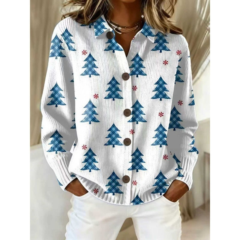 print turn-down collar shirt