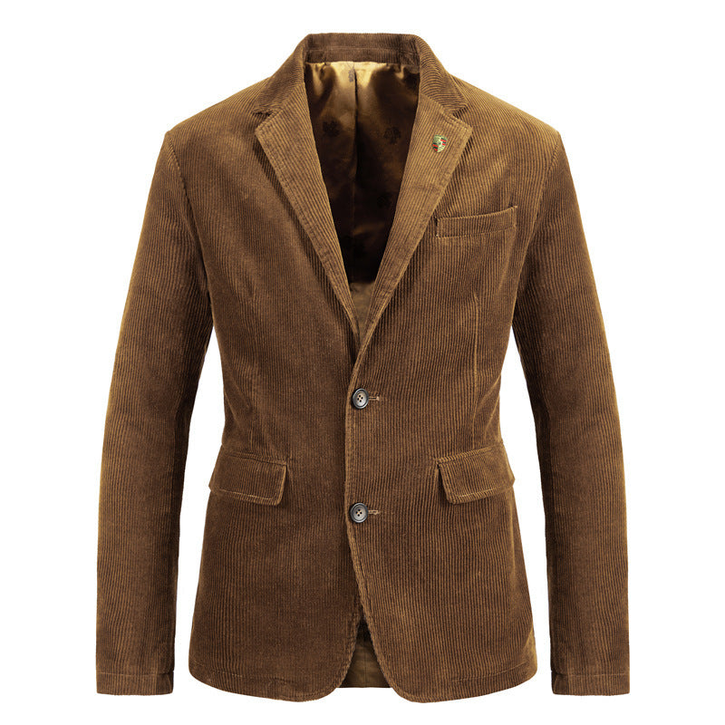 Mens Corduroy Suit Jacket Retro Casual Blazer